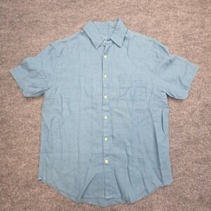 ALEX Crane Knit Ola Shirt Men's Large Blue (Indigo) Button Up Linen NWT